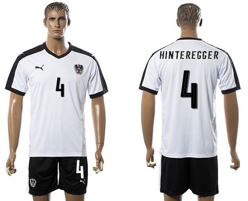 Austria #4 Hinteregger White Away Soccer Country Jersey